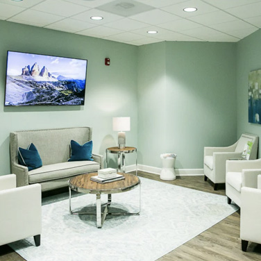 Reception room at North Hills Implant & Oral Surgery in Raleigh, NC.