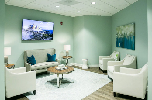Reception room at North Hills Implant & Oral Surgery Office.